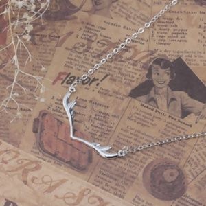 Silver Plated Cute Antlers Pendant Necklace